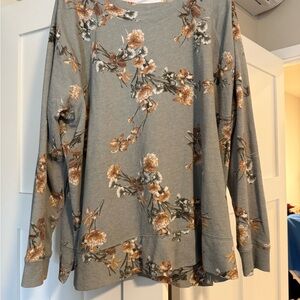 Floral Women's Top in Gray and Brown